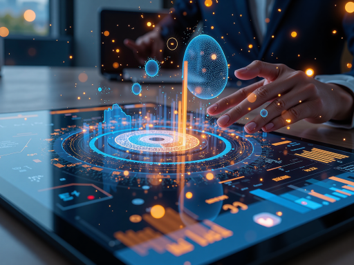 未来科技概念图，展现创意公司的前瞻性思维，包含数字化元素和创新设计理念，体现发展愿景